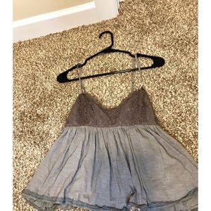 Gray Lace Flowy Top American Eagle